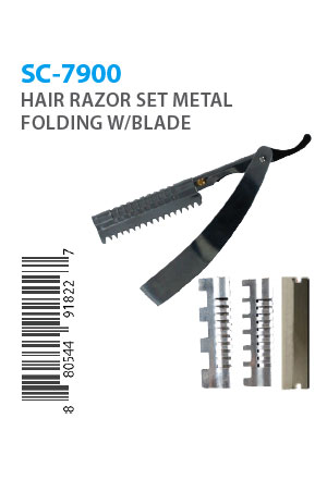 Hair Razor Set Metal Folding w/ Blade #SC-7900