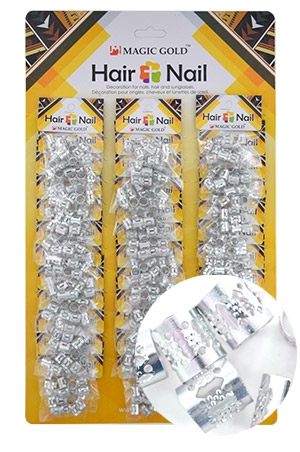 MAGIC GOLD Silver Hair & Nail Ring Bead #CX7492 [36/pk]-pk