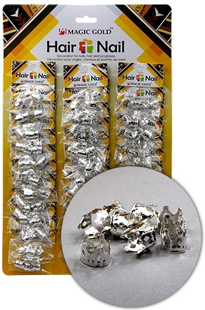 MAGIC GOLD Silver Hair & Nail Ring Bead #CX7501 [Crown / 36/pk]-pk