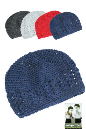 King.J Cotton Koopy Cap #451 ASST -dz(BK3, Wt3, Red3,Navy3)
