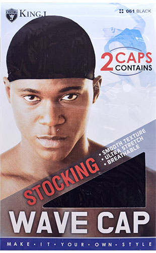 King.J Stocking Wave Cap(2pc) #K061Black-dz