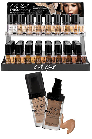 L.A Girl Pro.Coverage HD Foundation 64 pc Display (16kdx4pc) #GCD253.1