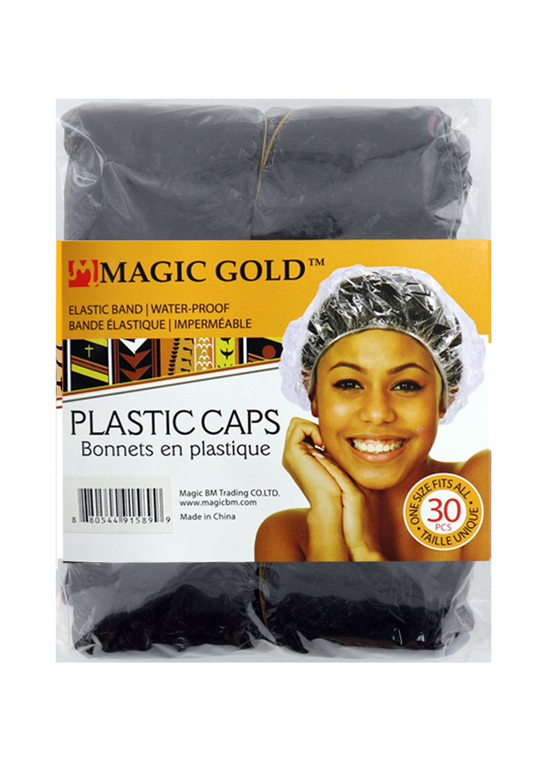 Magic Gold 30 pcs Black Shower Caps #1589BK -pk