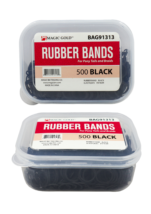Magic Gold 500 Rubber Bands -Black #RUB1313/#BAG91313 -PC