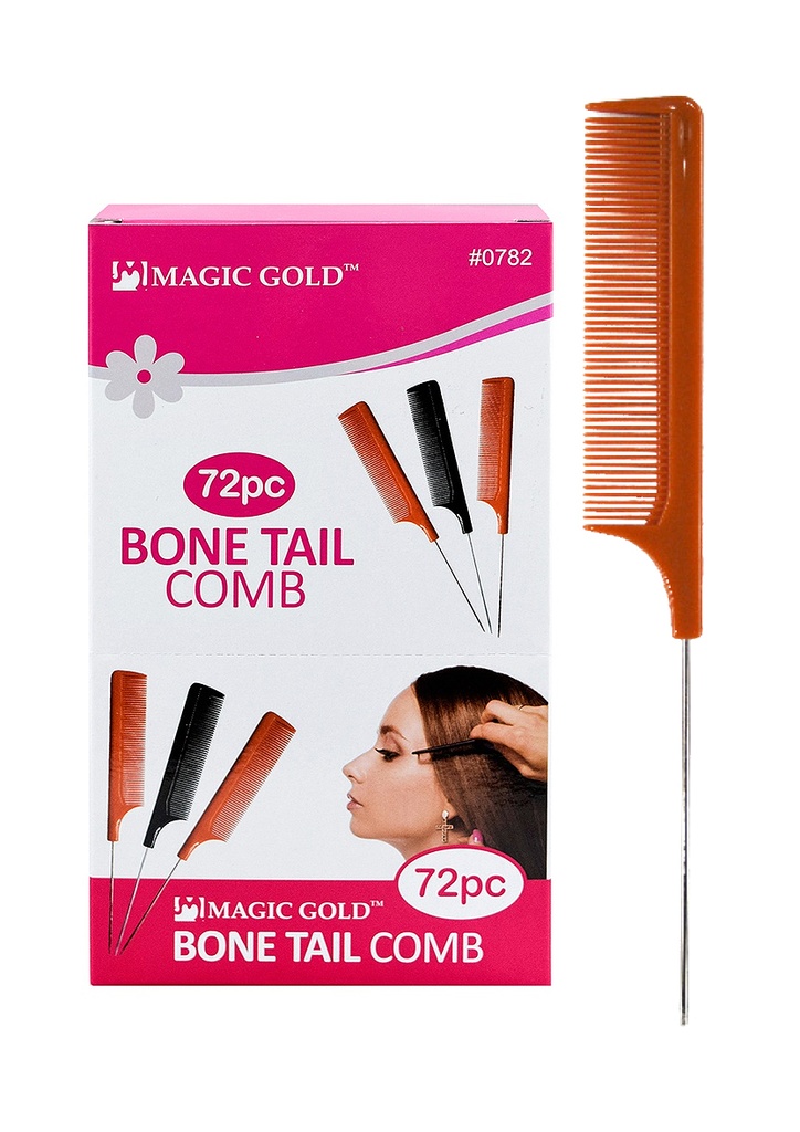Magic Gold Pin Tail Comb (72 pcs/cs) #MG07826 Brown