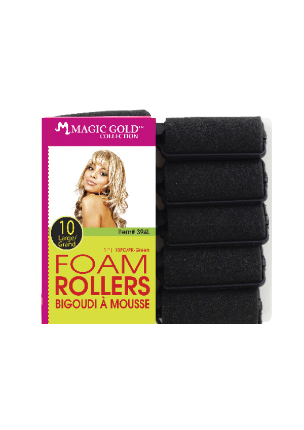 Magic Gold 10 Foam Rollers #394L Black -pc