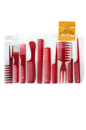 Magic Gold 10pcs Comb Set #3082 (Cyrstal RED) -set