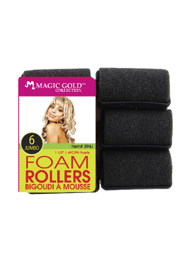 Magic Gold 6 Foam Rollers #394J Black -pc