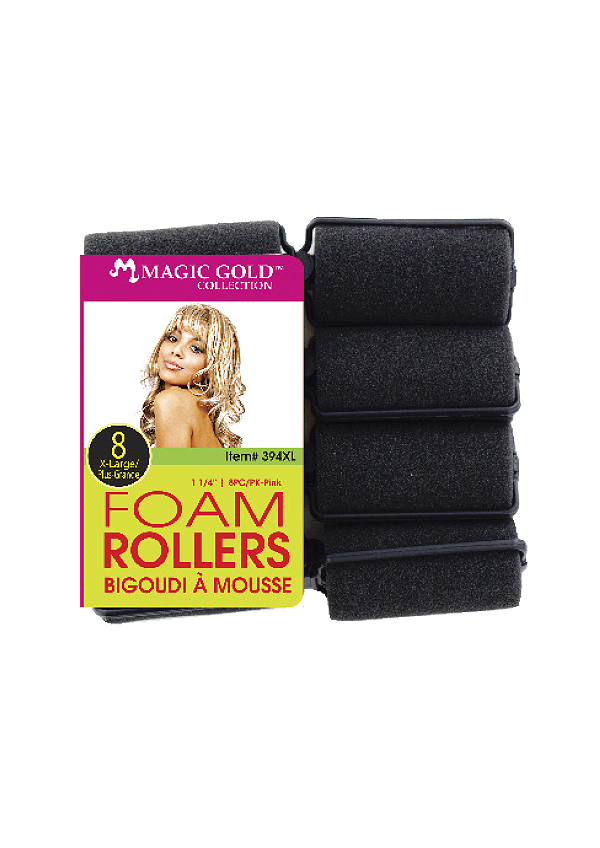 Magic Gold 8 Foam Rollers #394XL Black -pc