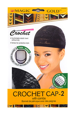 Magic Gold Crochet Cap-2(thin) with combs#0499 -pc