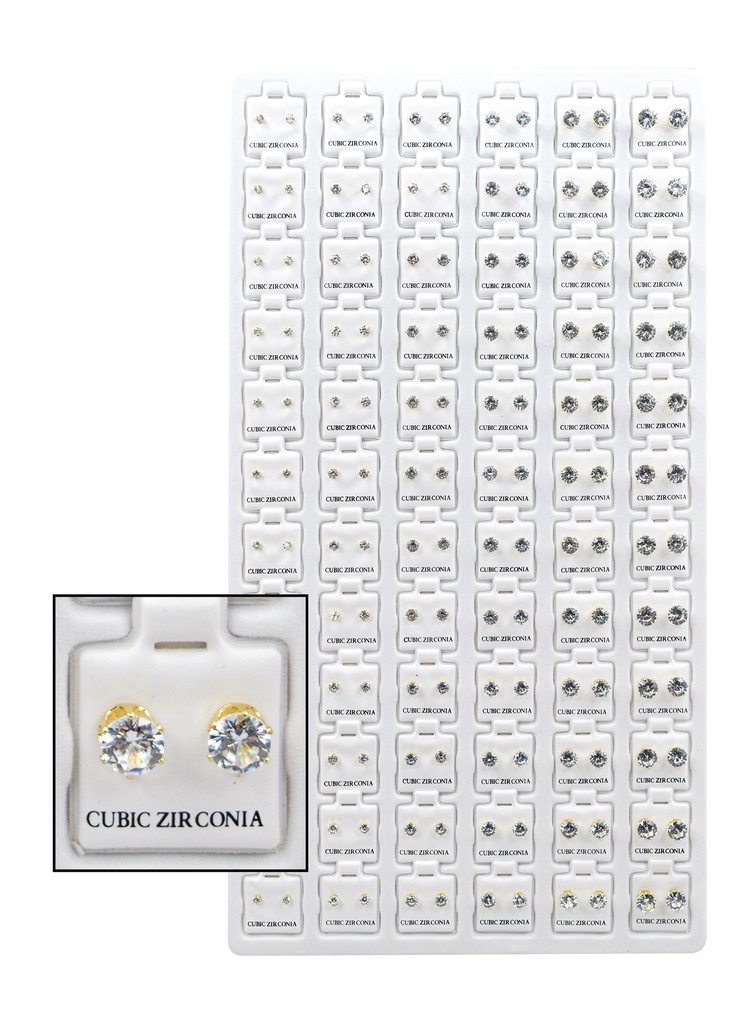 Magic Gold Cubic Zirconia [Round Gold] 72pair #ERJ98917 -pk