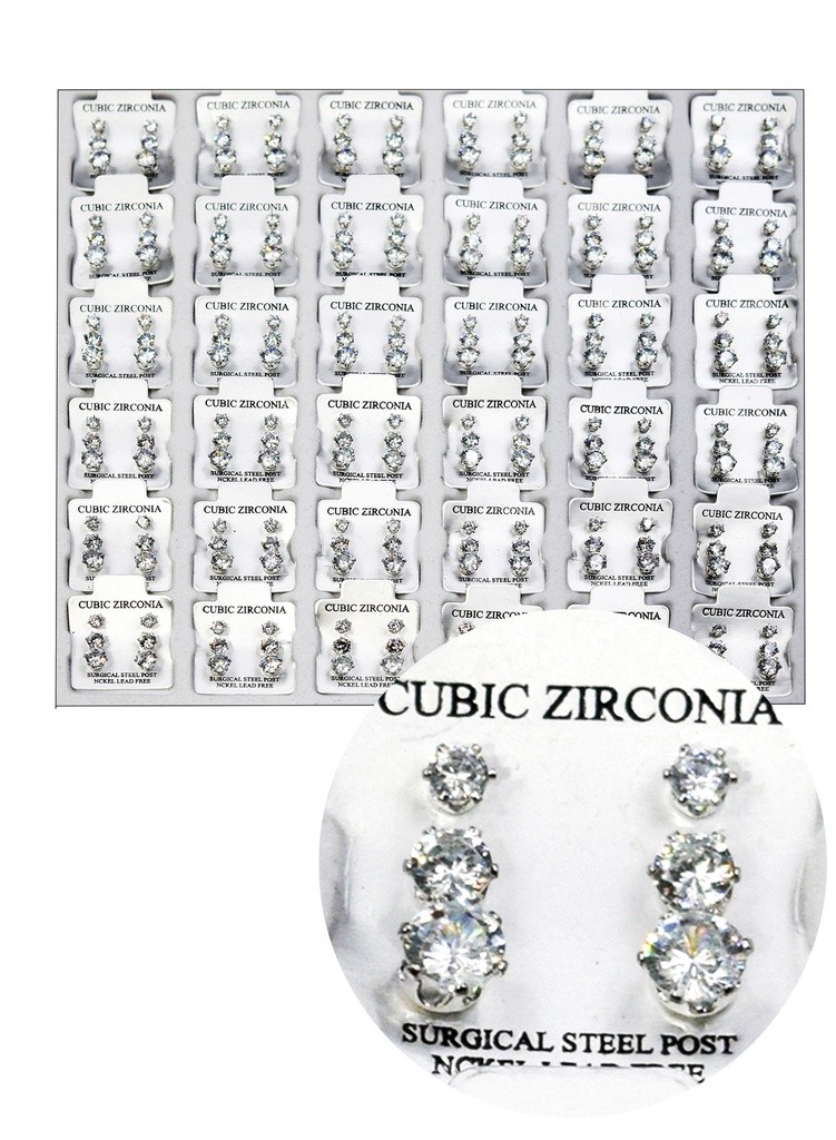 Magic Gold Cubic Zirconia [Round Silver] 36pairs #ERJ98916 -pk