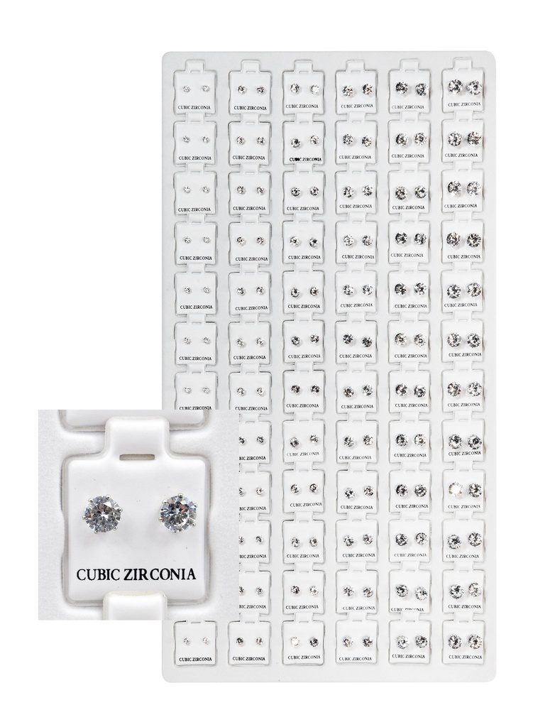 Magic Gold Cubic Zirconia [Round Silver] 72 pair #ERJ98915 -pk
