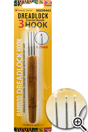 Magic Gold Dread Lock Crochet Needle 3 Hook#99463 (10pc)-pk