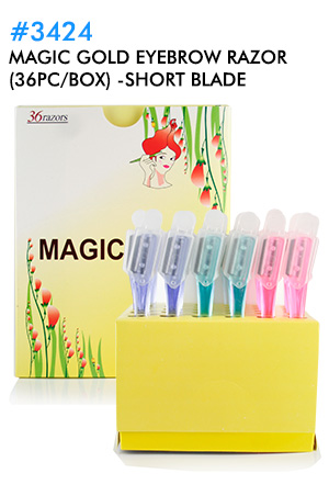 Magic Gold Eyebrow Razor (36pc/box) #3424-Short Blade