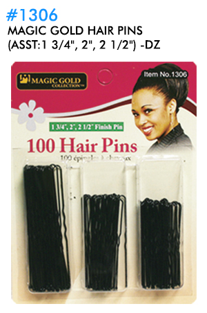 Magic Gold Hair Pins (Asst:1 3/4", 2", 2 1/2" ) #1306-dz