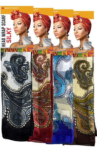 Magic Gold Head Wrap Scarf -Silky #12  #SCF99582-dz