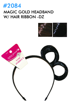 Magic Gold Headband w/ Hair Ribbon #2084 Black -dz
