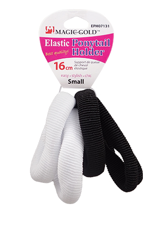 Magic Gold Ponytail Holder-Elastic(16cm)-Blk/White#EPH07131-dz