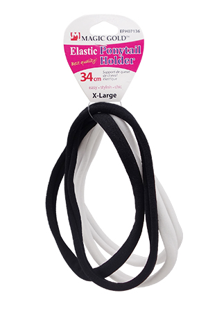 Magic Gold Ponytail Holder-Elastic(34cm)-Blk/White#EPH07136-dz