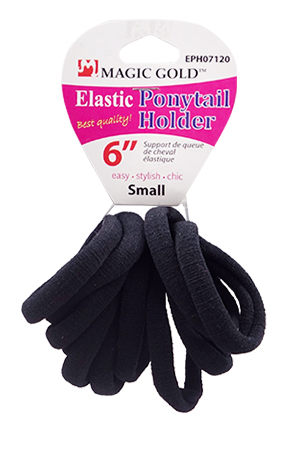 Magic Gold Ponytail Holder-Elastic(6")-Black #EPH07120-dz