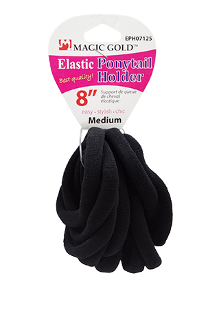 Magic Gold Ponytail Holder-Elastic(8")-Black#EPH07125-dz