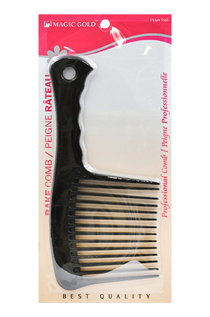 Magic Gold Rake Comb #7566(=2442) Black 12pc -dz