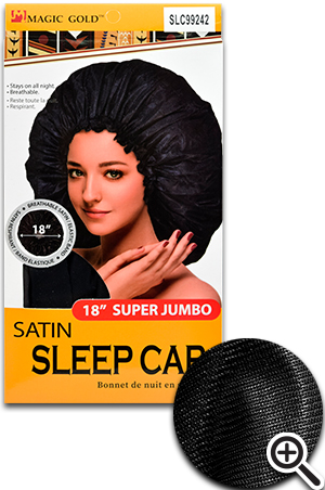 Magic Gold Satin Sleep Cap (18"SuperJumbo) #SLC99242 BLK-dz
