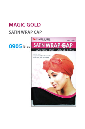 Magic Gold Satin Wrap Cap #0905 Black -dz