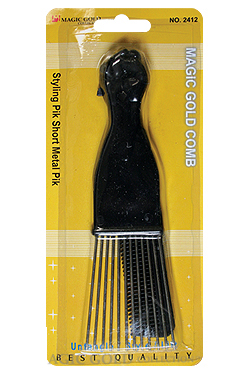 Magic Gold Short Fan Metal Pik (with comb) #2412 -dz