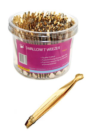 Magic Gold Slant Swallow Tip Tweezer #90663 (144pc/jar) -jar