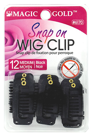 Magic Gold Snap on Wig Clip (M) 12pcs #Black [Card] #6170