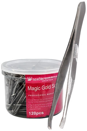 Magic Gold Square(Slant) Tip Tweezer #90547 (120pc/jar) -jar