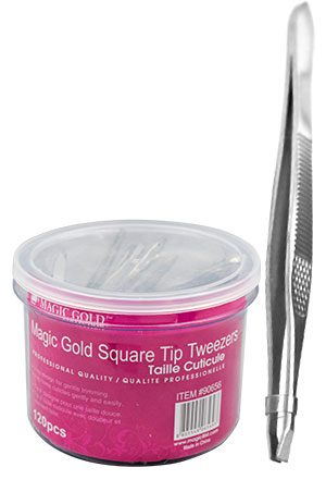 Magic Gold Square(Slant) Tip Tweezer #90656 (120pc/jar) -jar