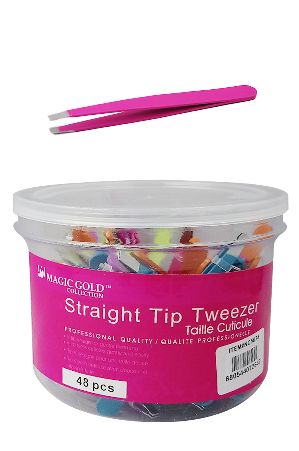 Magic Gold Straight Tip Tweezer #NC5074 (48pc) - Jar