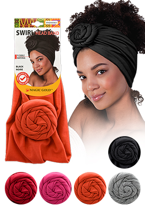 Magic Gold Swirl Head Band (Black) #PHD99961-dz