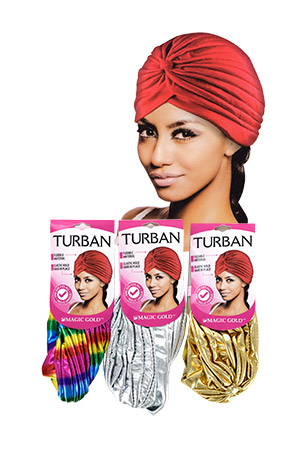 Magic Gold Turban #5989 Shiny Rain/Sil/Gold -dz