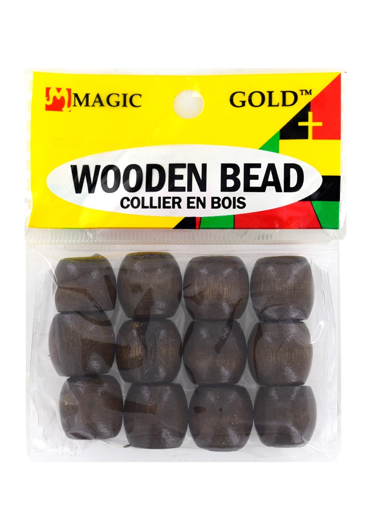 Magic Gold Wooden Bead (L) -Dark Brown #1366-dz