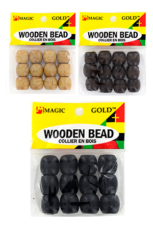 Magic Gold Wooden Bead (L)-Black #1366-dz