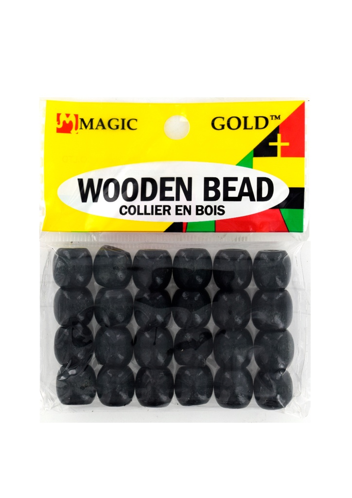 Magic Gold Wooden Bead (S) -Black #1368 -dz