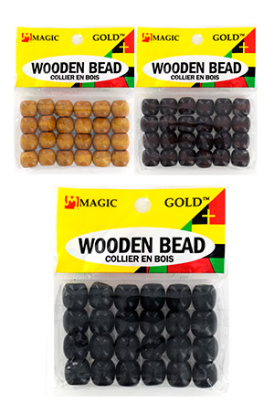 Magic Gold Wooden Bead (S) -Black #1368 -dz