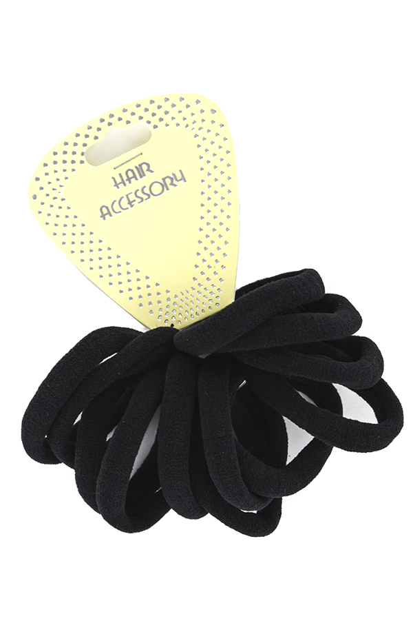 Magic Seamless Elastic Ponytail Holder 6"Small -12pc #HEP005BLA-dz