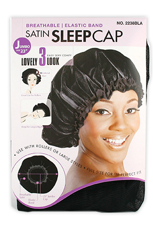 Magic Super Jumbo Satin Sleep Cap #2238 Black -dz