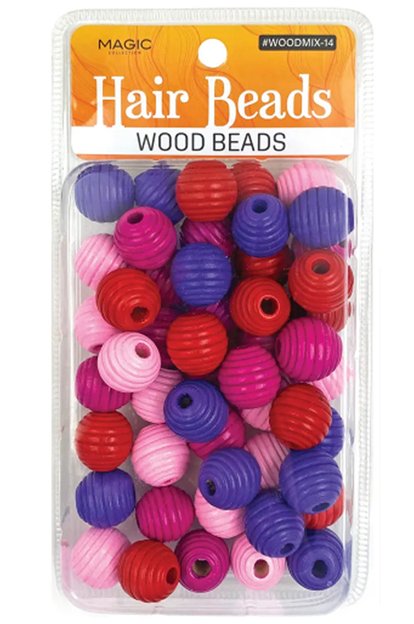 Magic Wood Bead Mix(Red, Pink, Purple)-14 Round Spiral-pc