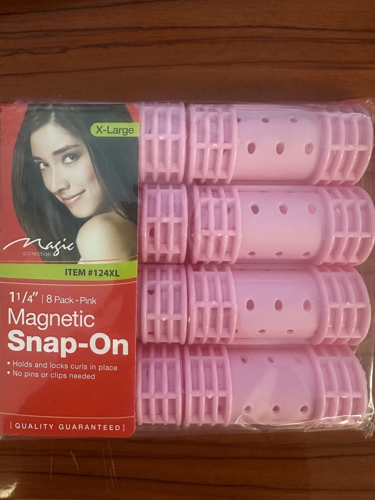 Magic Magnetic Snap-On Rollers [X-Large/8pk/Pink] #124XL- pk