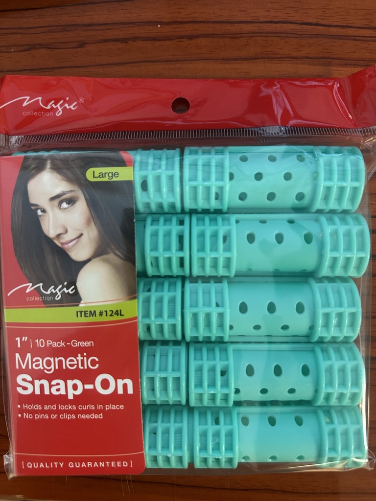 Magic Magnetic Snap-On Rollers [Large/10pk/Green] #124L - pk