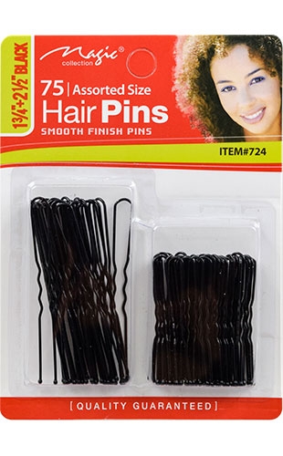 Magic Collection Hair Pin Asst Size" -Black #724-dz