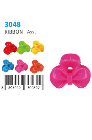 Mini Butterfly Clip (Ribbon, 12pc/pk) #3048 Asst -dz