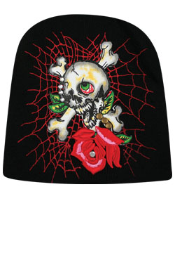 NY Knit Skull One Rose Cap (Multi)#BE1047 -pc
