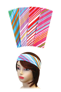 Plain Head Band w/Stripes #Asst -dz